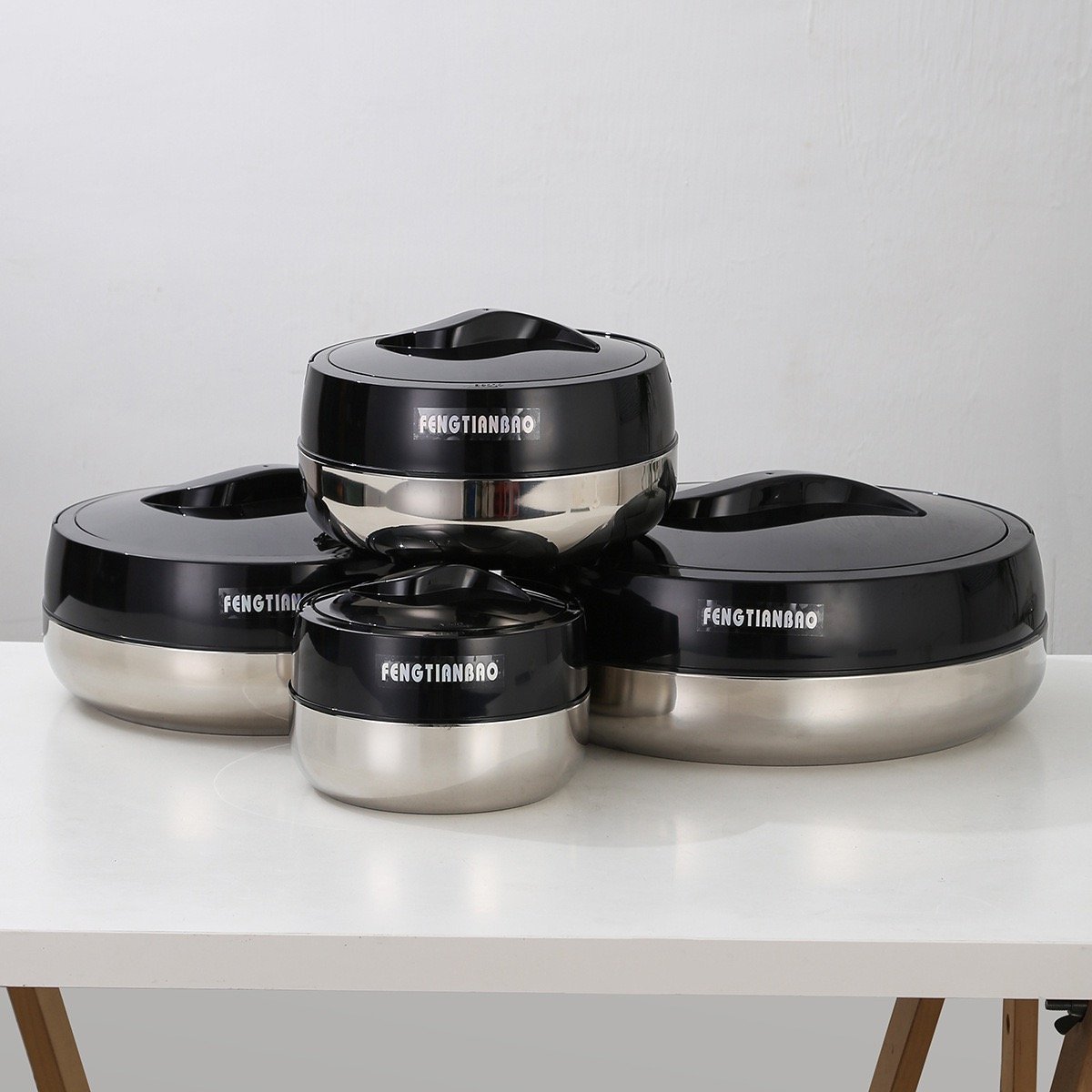 4PCS African Large Food Storage Container Household Hot Pot Thermo Insulated Casserole Set Buffet Food Warmer Display Bowls Set