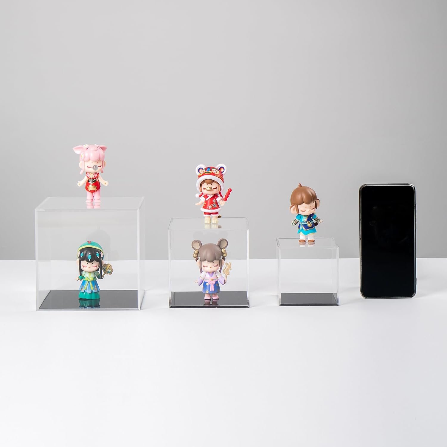 Clear Acrylic Removable Countertop Organizer Cube Dustproof Storage Box for Collectibles Display Showcase Stand Riser