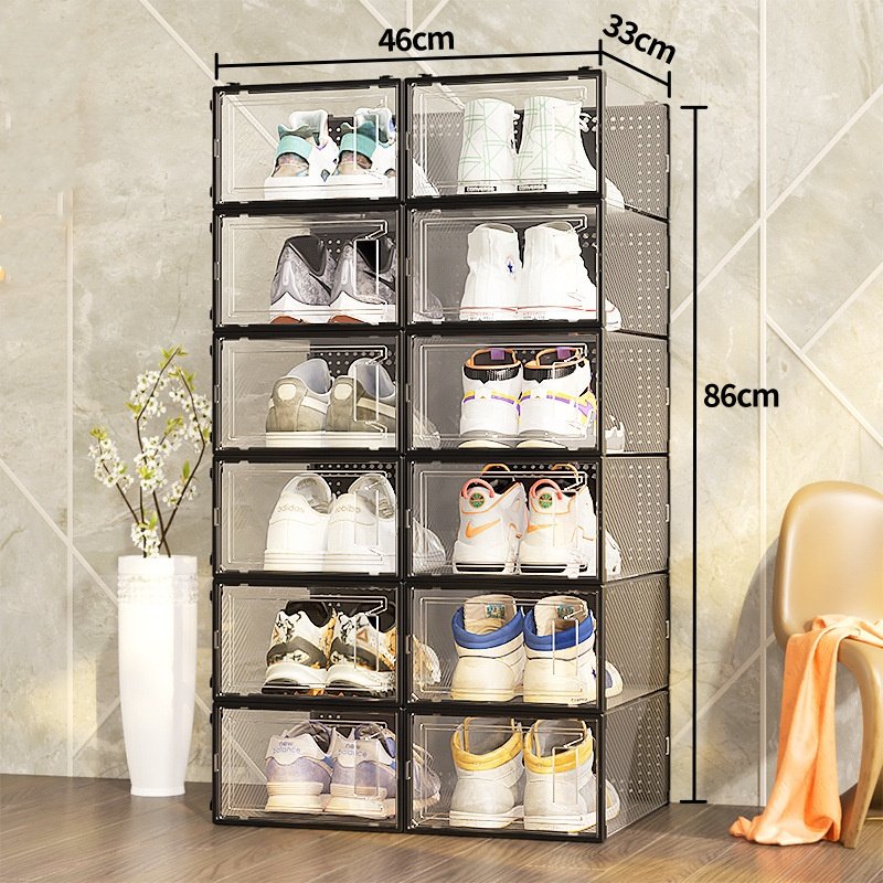 Modern Design Bedroom Foldable Clear Drawer Case Shoes Storage Box Plastic Stackable Shoe Organizer