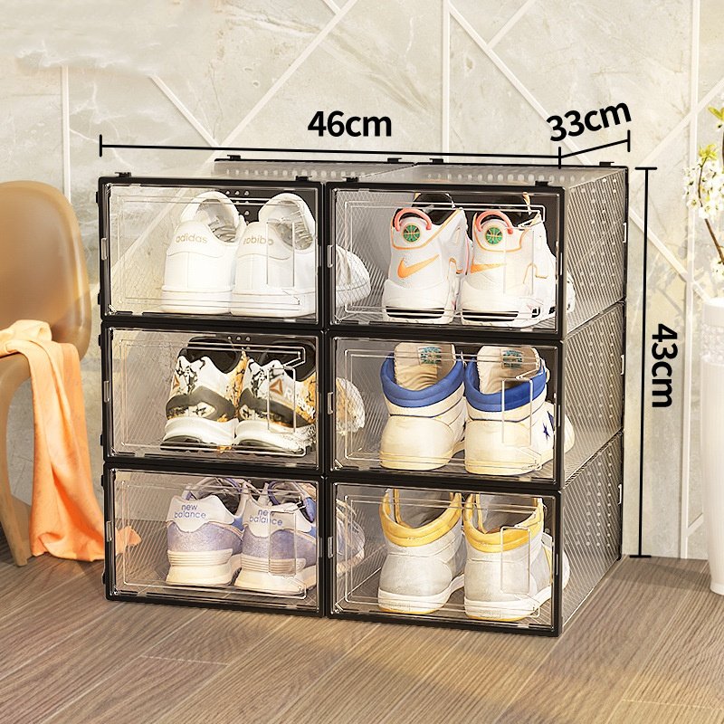 Modern Design Bedroom Foldable Clear Drawer Case Shoes Storage Box Plastic Stackable Shoe Organizer