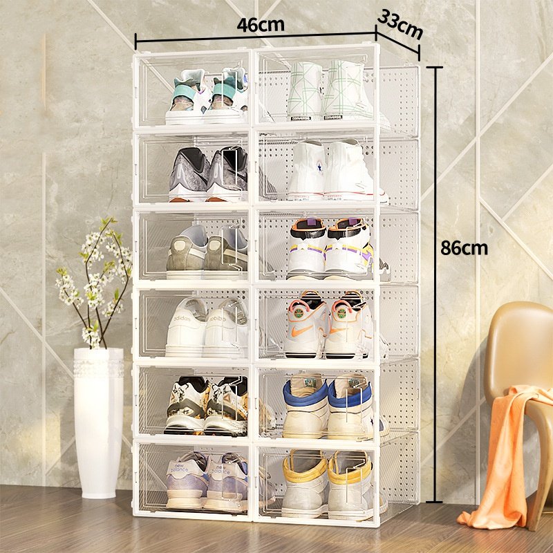 Modern Design Bedroom Foldable Clear Drawer Case Shoes Storage Box Plastic Stackable Shoe Organizer