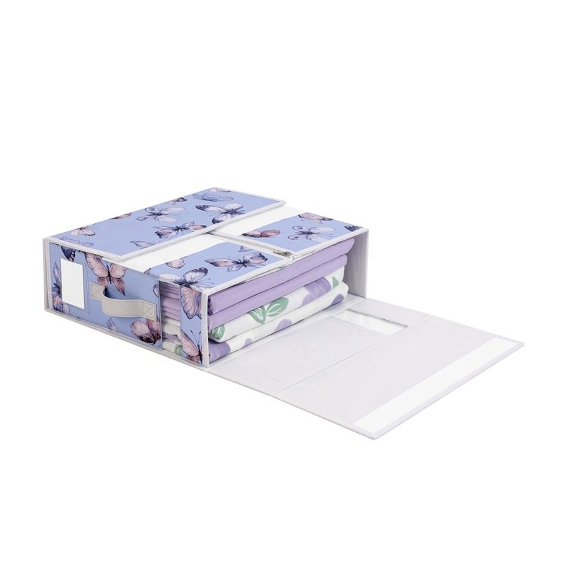 Colorful Summer Fabric Storage Box Set Foldable Organizer Duvet Cover Bed Sheets Clothes Blankets Closet Bathroom-Made PC