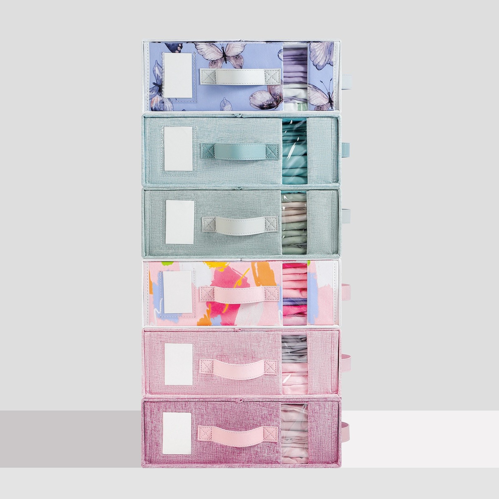 Colorful Summer Fabric Storage Box Set Foldable Organizer Duvet Cover Bed Sheets Clothes Blankets Closet Bathroom-Made PC