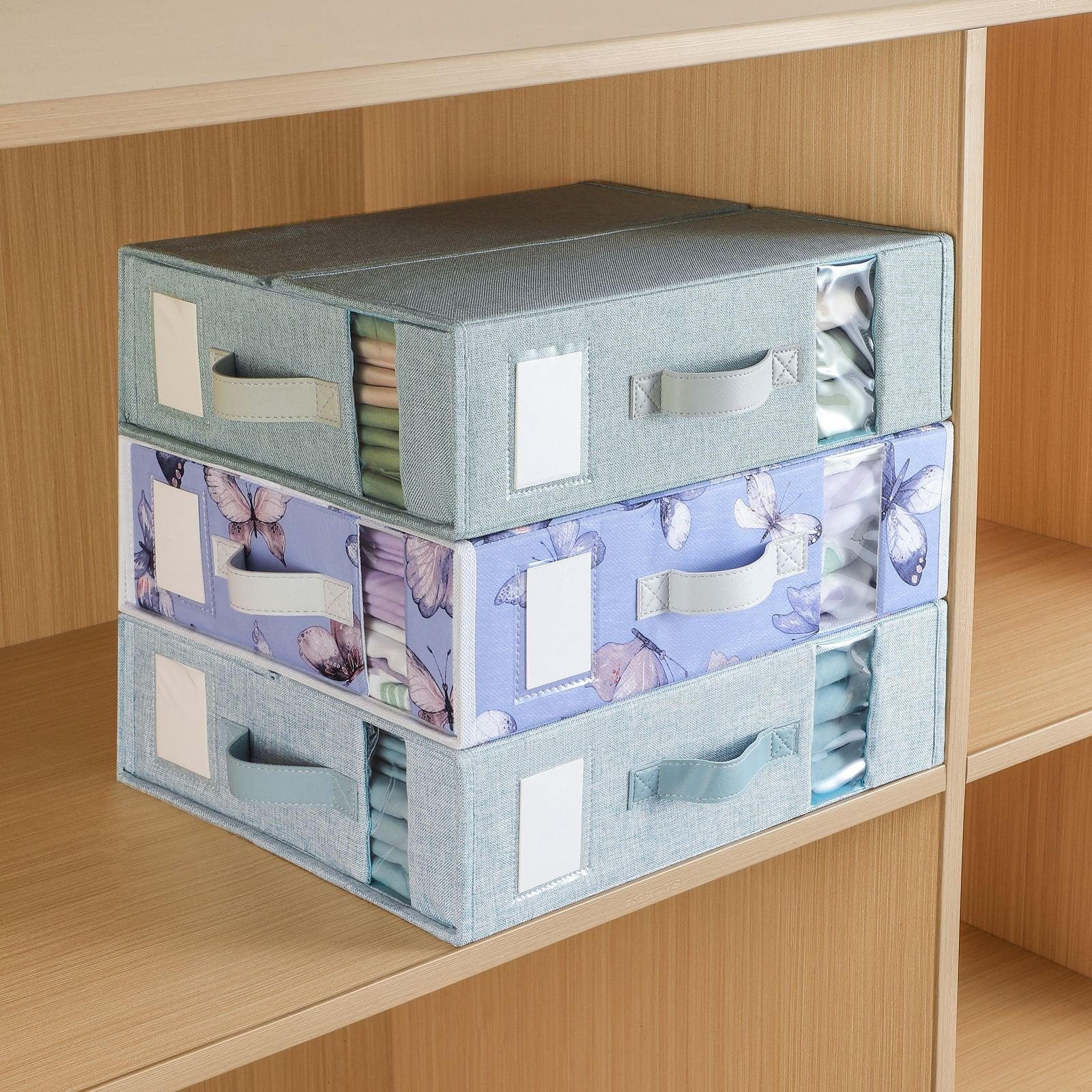 Colorful Summer Fabric Storage Box Set Foldable Organizer Duvet Cover Bed Sheets Clothes Blankets Closet Bathroom-Made PC