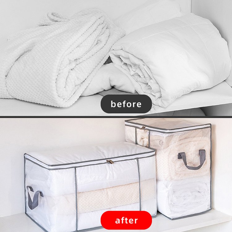 Waterproof Pillows Blankets Organizer Bag Transparent Clothing Fabric Storage Box Clear Storage Bag