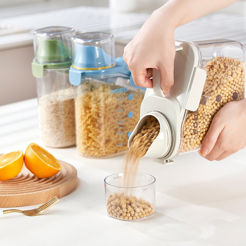 Grain Transparent Tank Rice Barrel Eco Friendly Plastic Bulk Food Storage Container Cereal Dispenser For Rice Flour