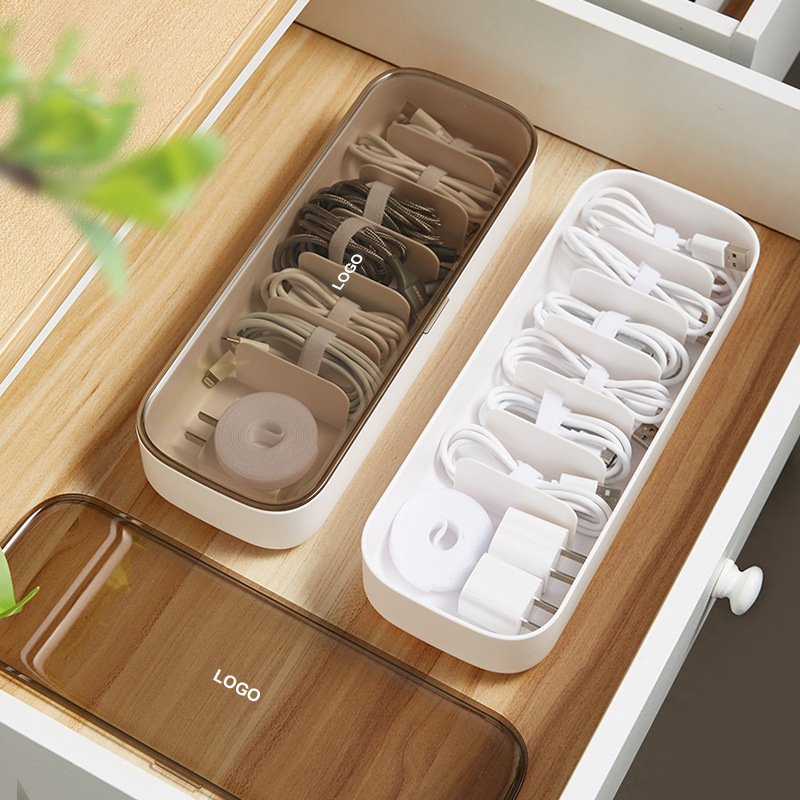 Baolong Factory Rectangle Cable Management Box Organizer Desktop Plastic Data Electric Wire Cable Storage Box With Lid
