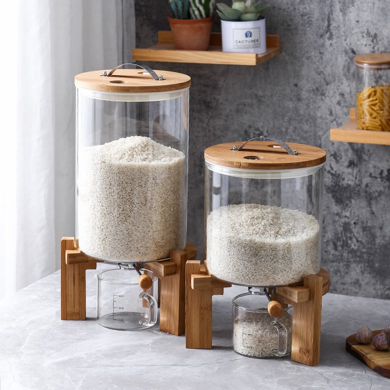 7500ml large glass airtight food sealed tank storage jar with bamboo lid