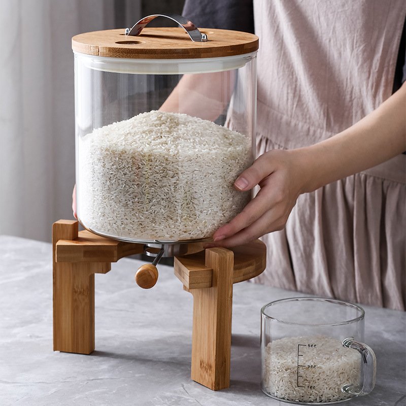 7500ml large glass airtight food sealed tank storage jar with bamboo lid