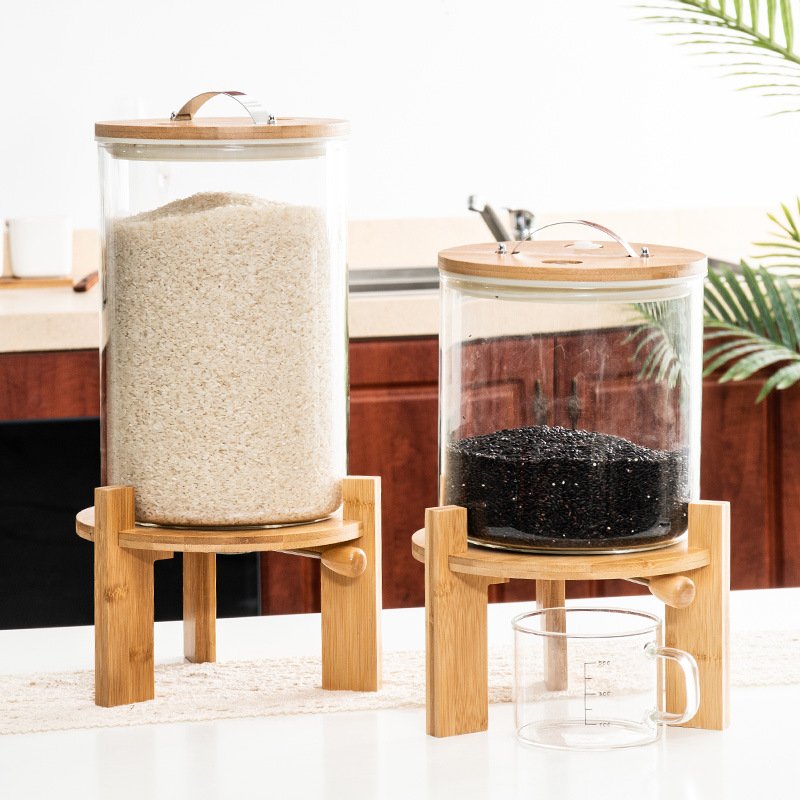 7500ml large glass airtight food sealed tank storage jar with bamboo lid