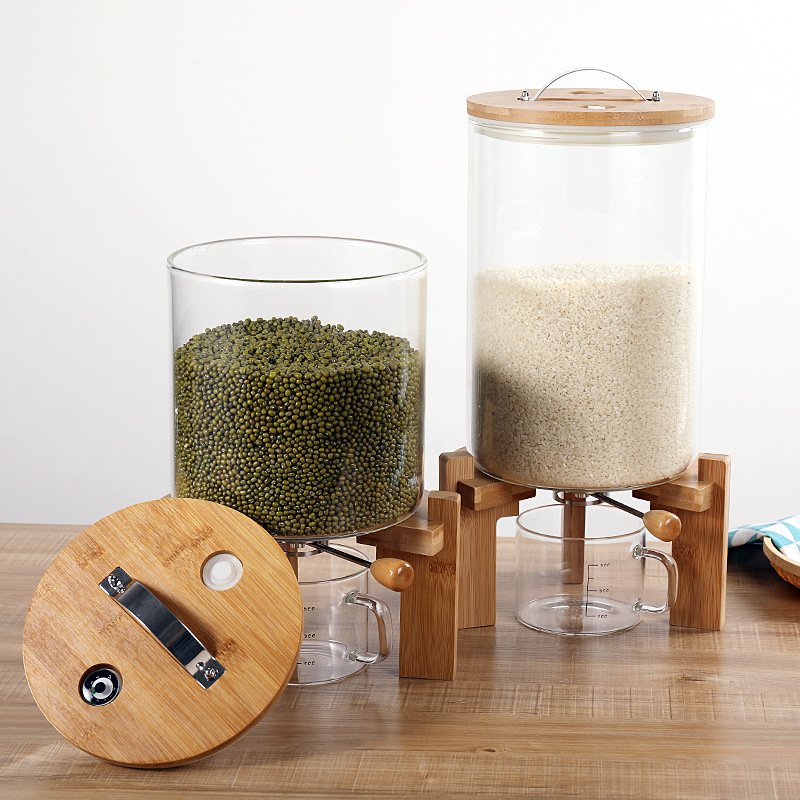 7500ml large glass airtight food sealed tank storage jar with bamboo lid