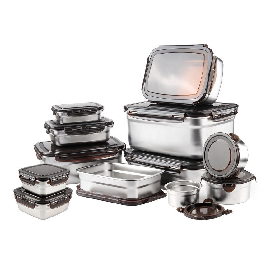 Stainless steel 201/304 single bottom hoiukastid stainless steel food packaging container storage boxes