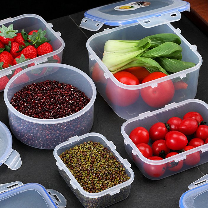 Different Capacity Plastic Sealed Cans Kitchen Storage Box Transparent Food Container Crisper