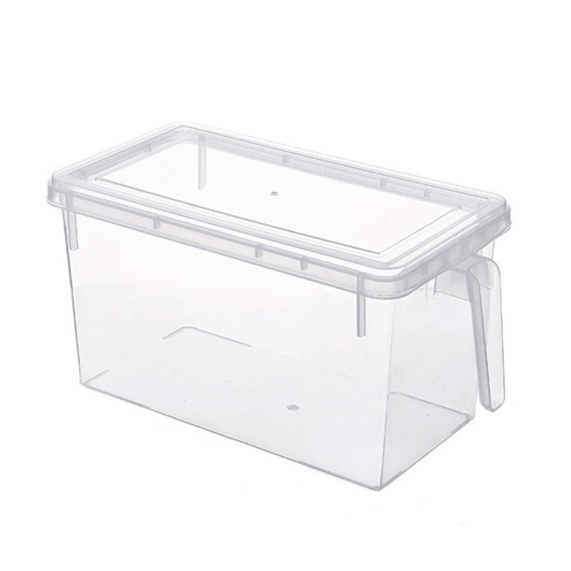 Transparent Kitchen Food Container Refrigerator Stackable Storage Box With Handle PP Material