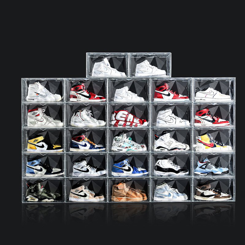 Plastic Triangle Storage Box Shoe Organizer Foldable Stackable Storage Box PET Multifunction Square Toys Organizer