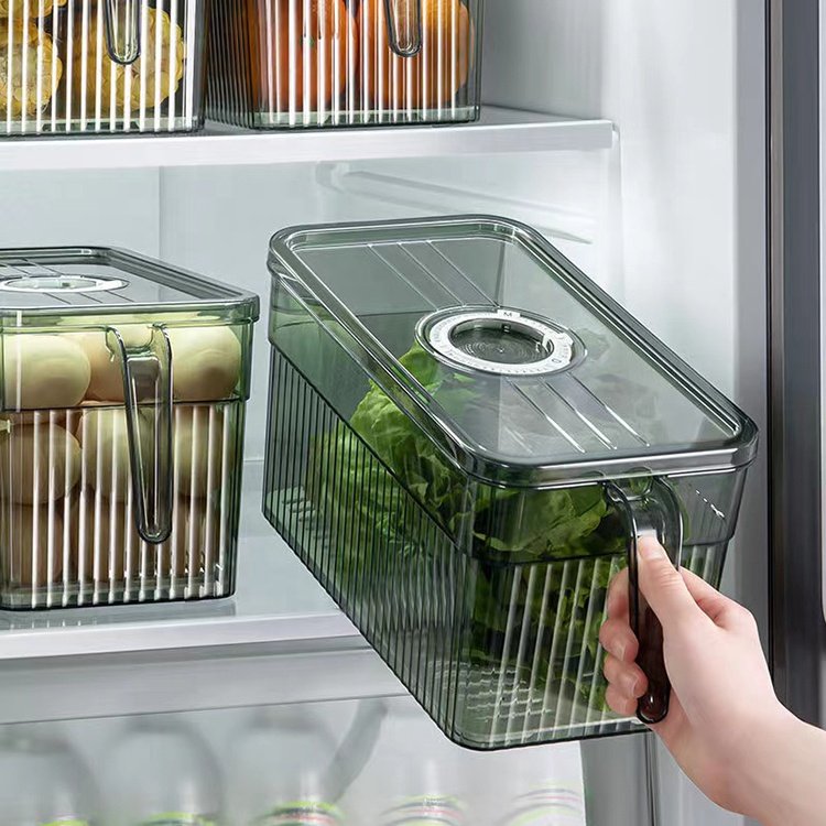 YABEICHU kitchen clear PET plastic storage box fridge refrigerator organizer fresh fruits vegetable storage container with lid