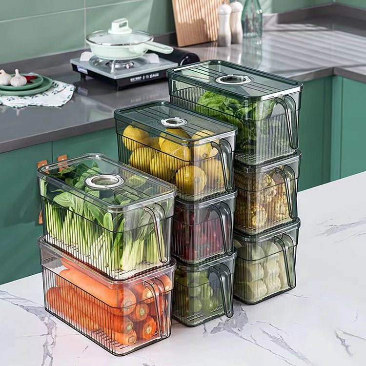 YABEICHU kitchen clear PET plastic storage box fridge refrigerator organizer fresh fruits vegetable storage container with lid