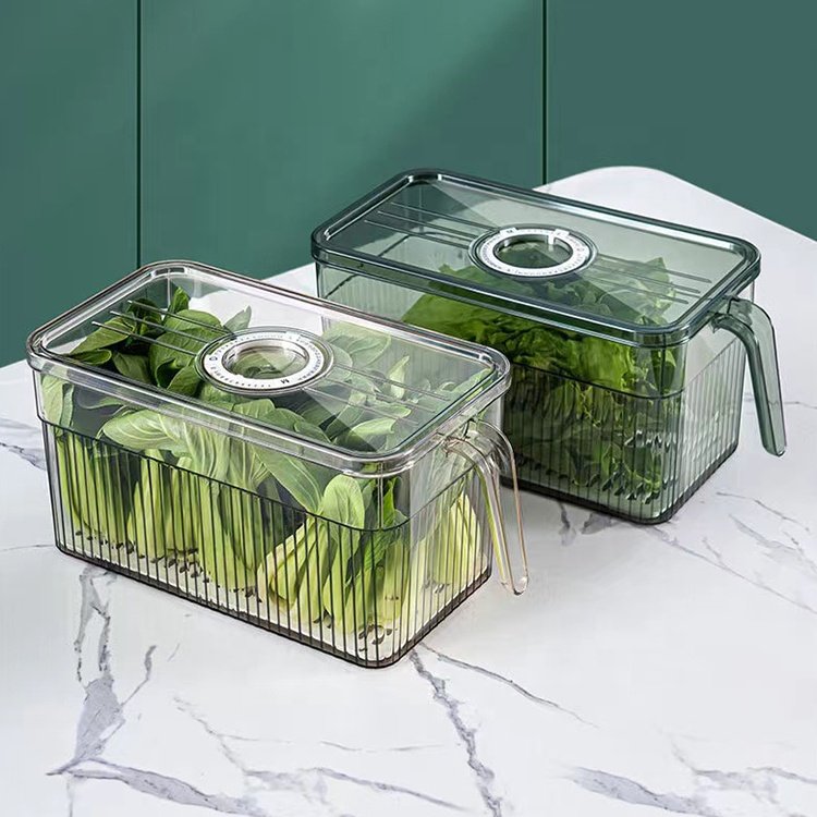 YABEICHU kitchen clear PET plastic storage box fridge refrigerator organizer fresh fruits vegetable storage container with lid