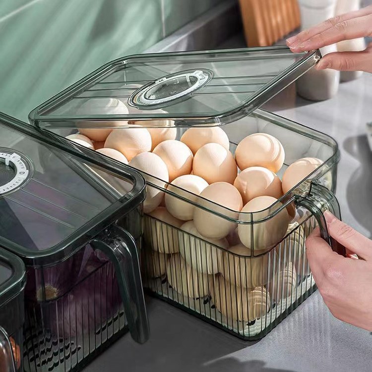 YABEICHU kitchen clear PET plastic storage box fridge refrigerator organizer fresh fruits vegetable storage container with lid