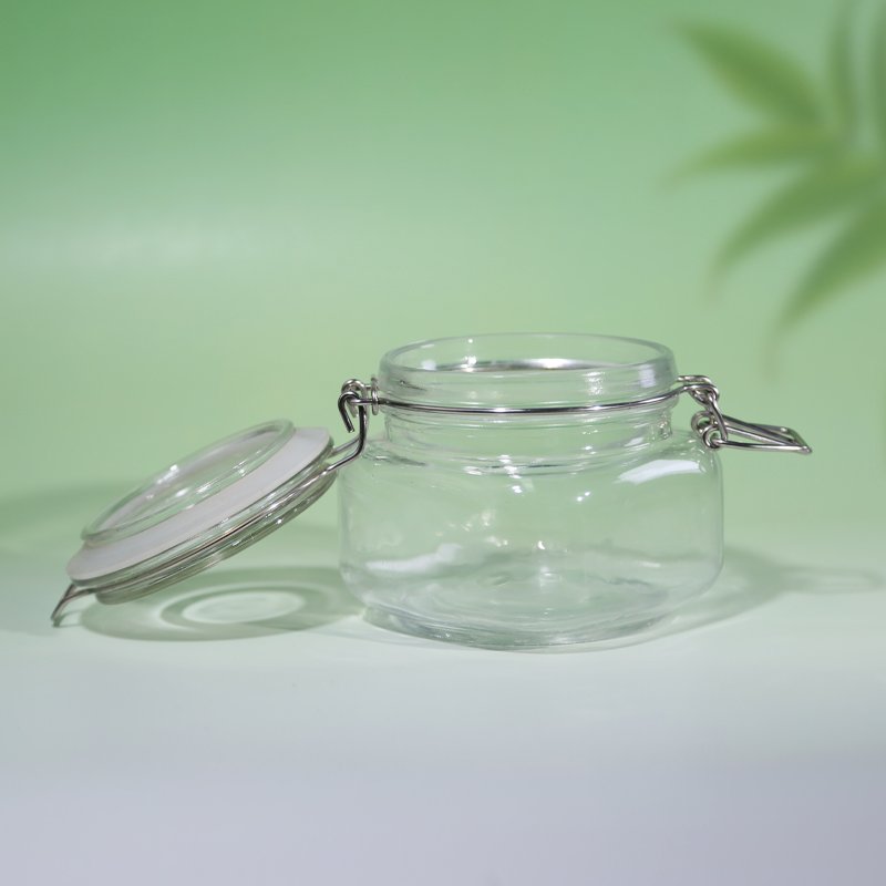 380ml 550ml 750ml 1000ml Airtight Storage Glass Jars with Clip Lid Lead-Free Seal for Kitchen Honey & Food Storage