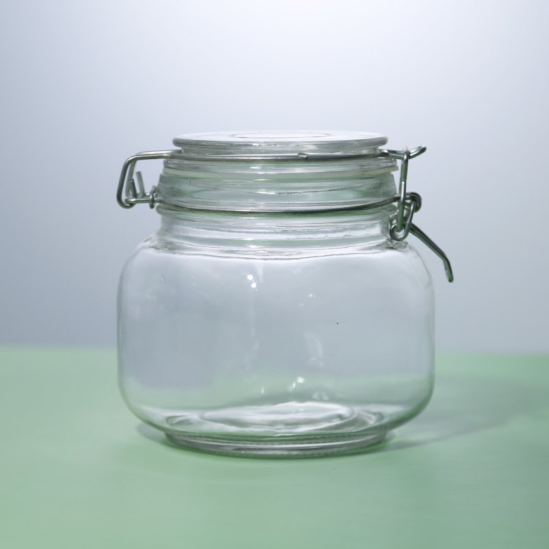 380ml 550ml 750ml 1000ml Airtight Storage Glass Jars with Clip Lid Lead-Free Seal for Kitchen Honey & Food Storage