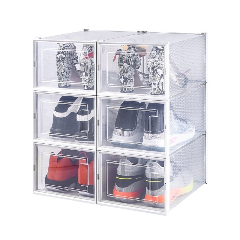 12 Pack Shoe Storage Box Clear Plastic Stackable Shoe Organizer for Closet Space Saving Foldable Shoe Sneaker Containers Bins