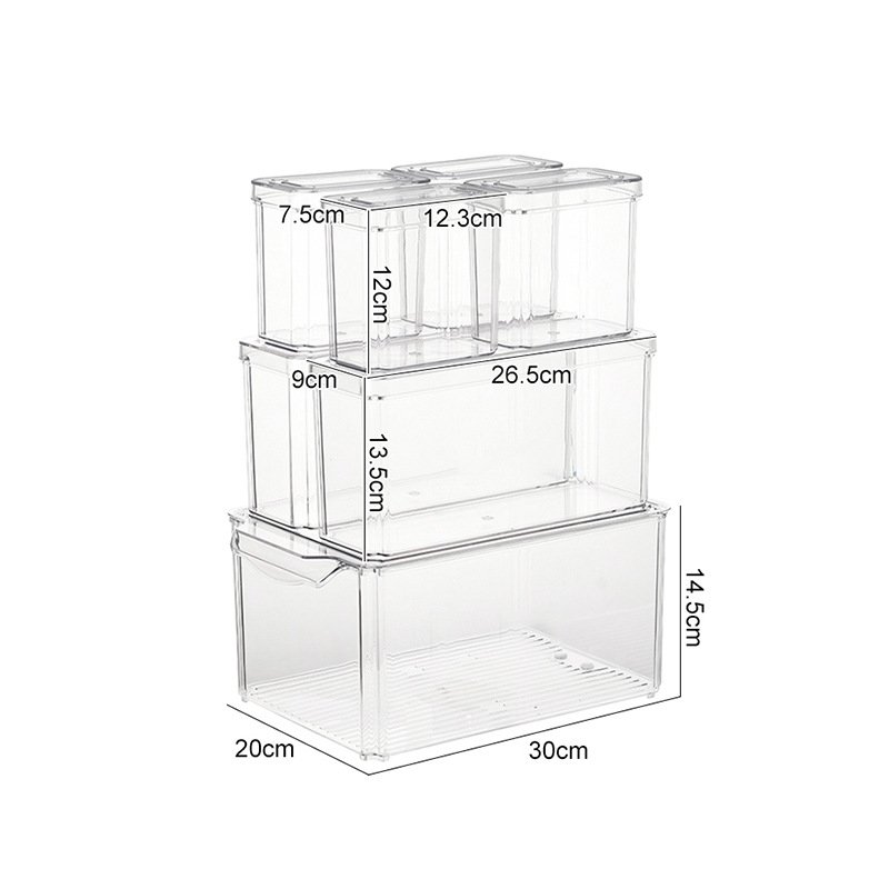 10 pieces Transparent plastic refrigerator container Kitchen Food storage Bins Organizer Boxes containers set with lid