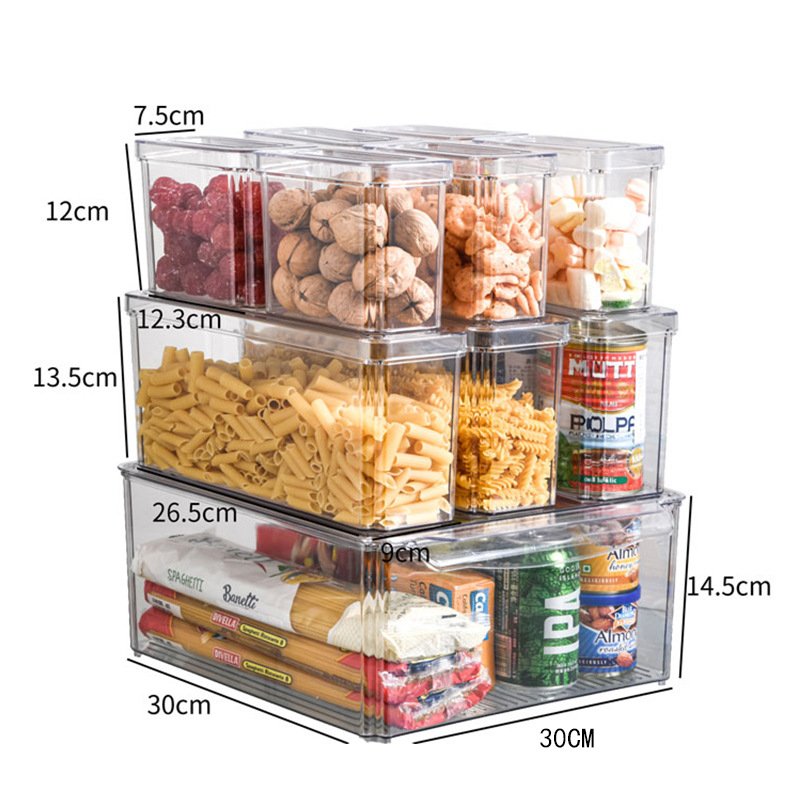 10 pieces Transparent plastic refrigerator container Kitchen Food storage Bins Organizer Boxes containers set with lid
