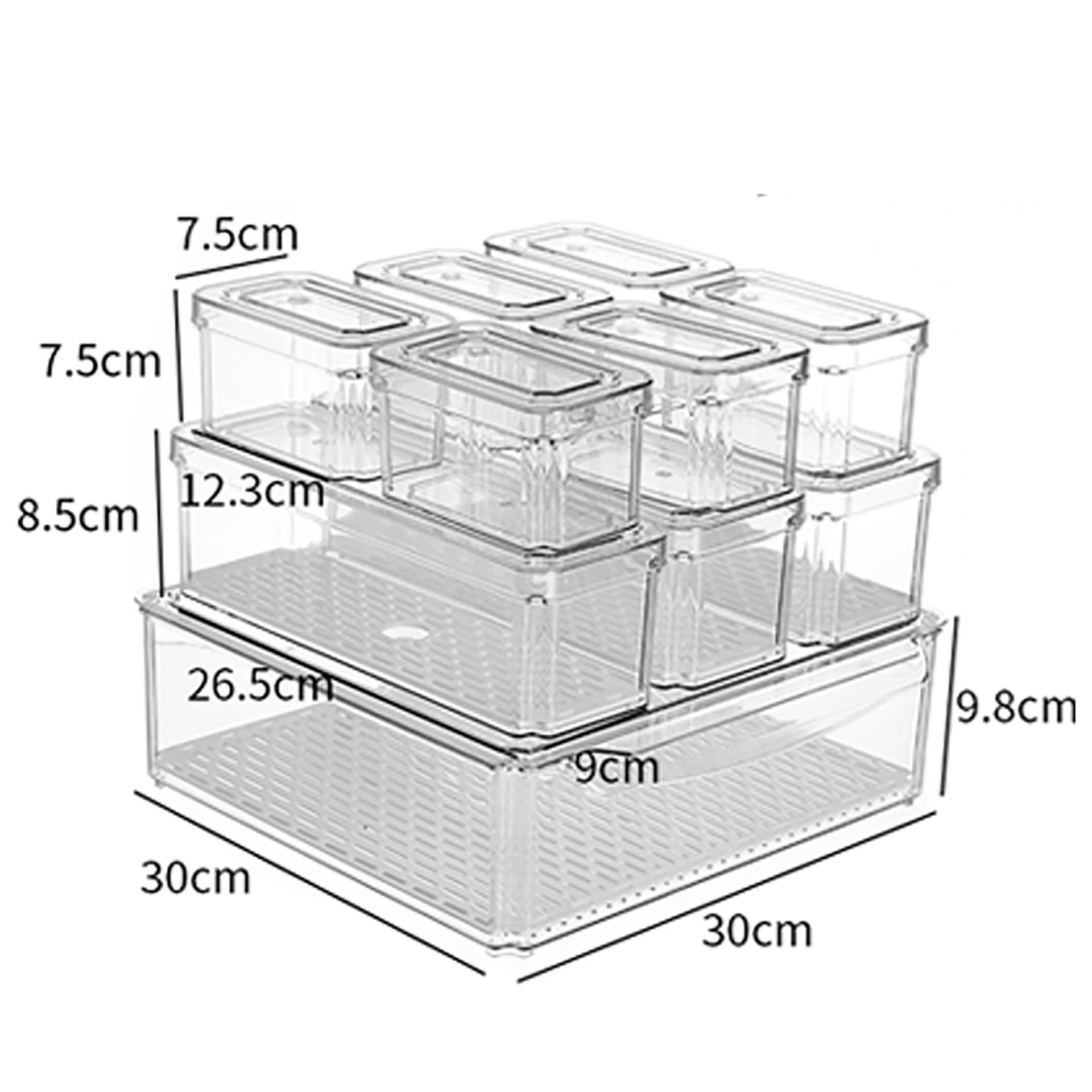 10 pieces Transparent plastic refrigerator container Kitchen Food storage Bins Organizer Boxes containers set with lid