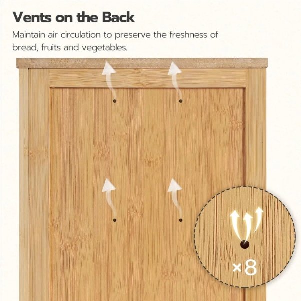 Ownswing Double Door Bamboo Food Storage Container Kitchen Corner Bread Box With Acrylic Windows Large Capacity