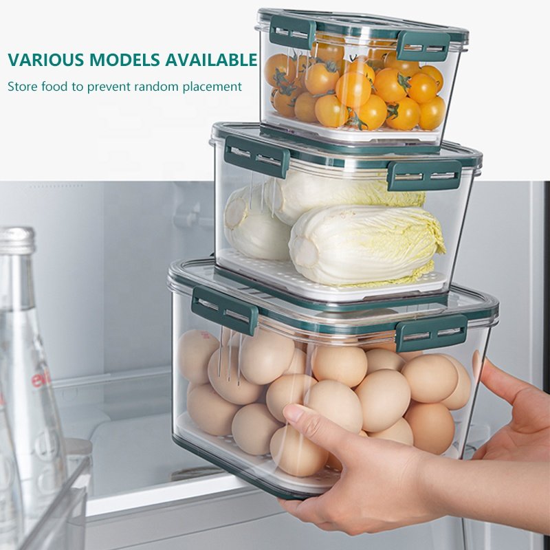 Luxury Square Clear Plastic Crisper Refrigerator Storage Bins Fridge Food Storage Containers With Lid
