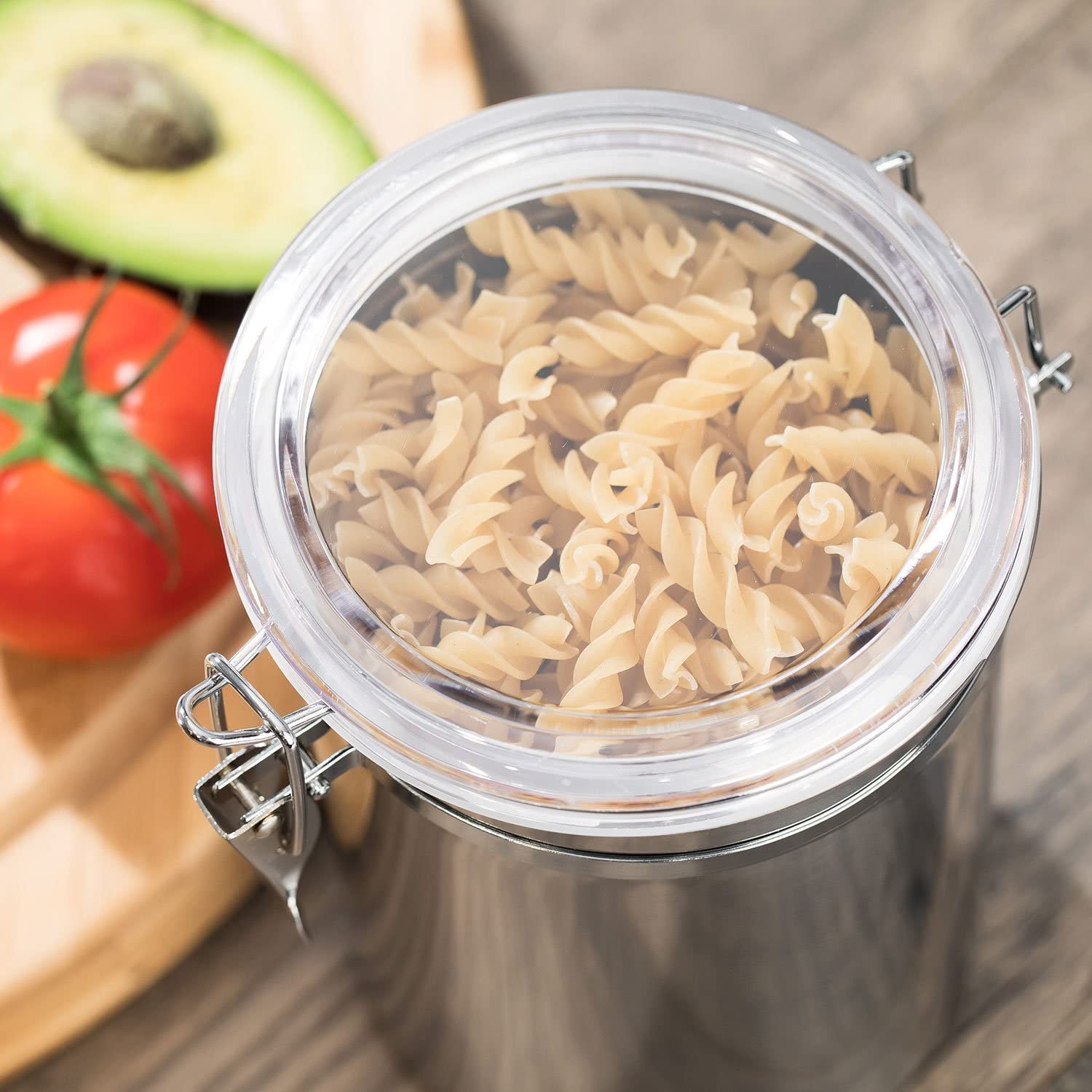 Airtight Canisters Sets for the Kitchen Stainless Steel - Kitchen Counter, Food Storage Container, Tea Coffee Sugar Flour