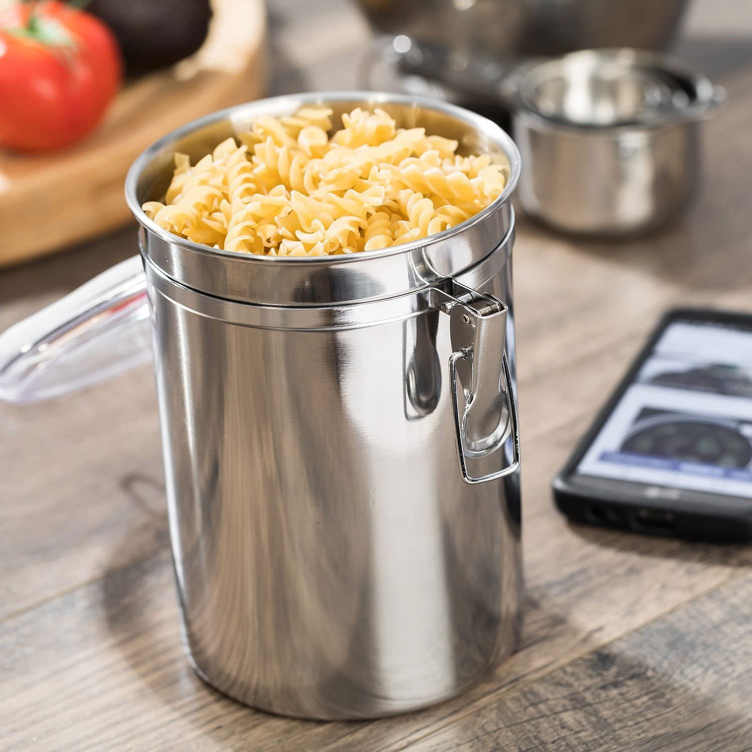 Airtight Canisters Sets for the Kitchen Stainless Steel - Kitchen Counter, Food Storage Container, Tea Coffee Sugar Flour