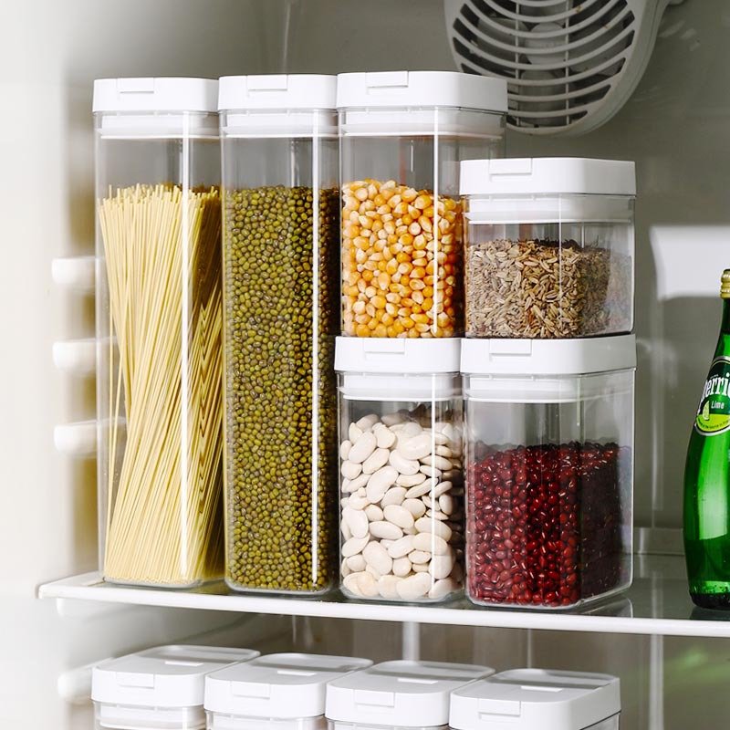 Transparent Plastic Food Storage Containers with Sealed Lids for Kitchen, Tea, Dry Goods, and Small Snacks Organization
