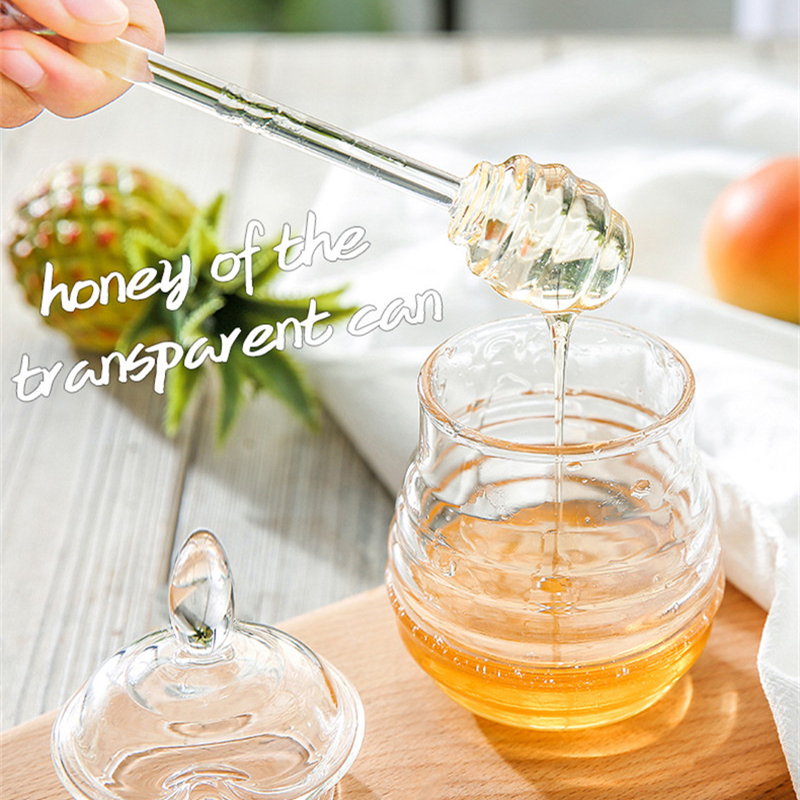 Trending Products 2024 New Arrivals Kitchen Glass Storage Pot Cruet Spice Herb Mini Honey Jar storage box with Dipper and Lid