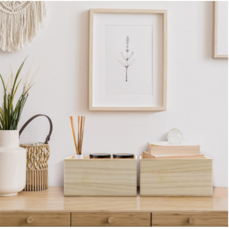 best selling Unfinished natural paulownia wood bins handmade unfinished wooden box pantry storage box