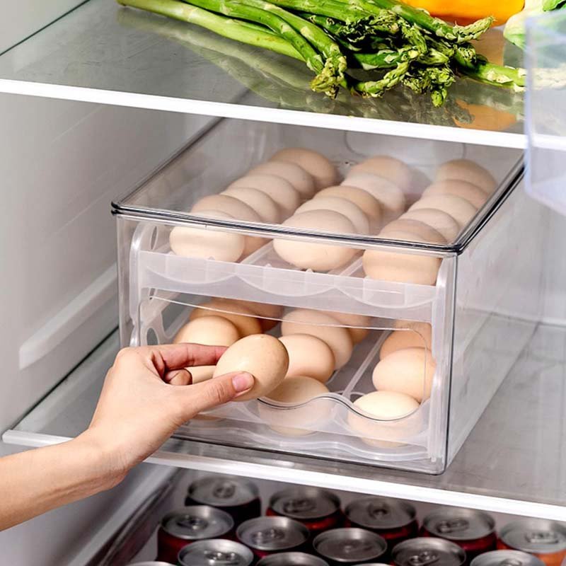 Custom Large Capacity Slide Design 2 Layers Plastic Egg Fresh Storage Box Container