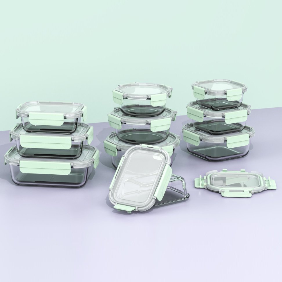 LINUO ECO-Friendly Glass Container Loading Unloading Airtight Glass Bento Boxes Kitchen Accessories