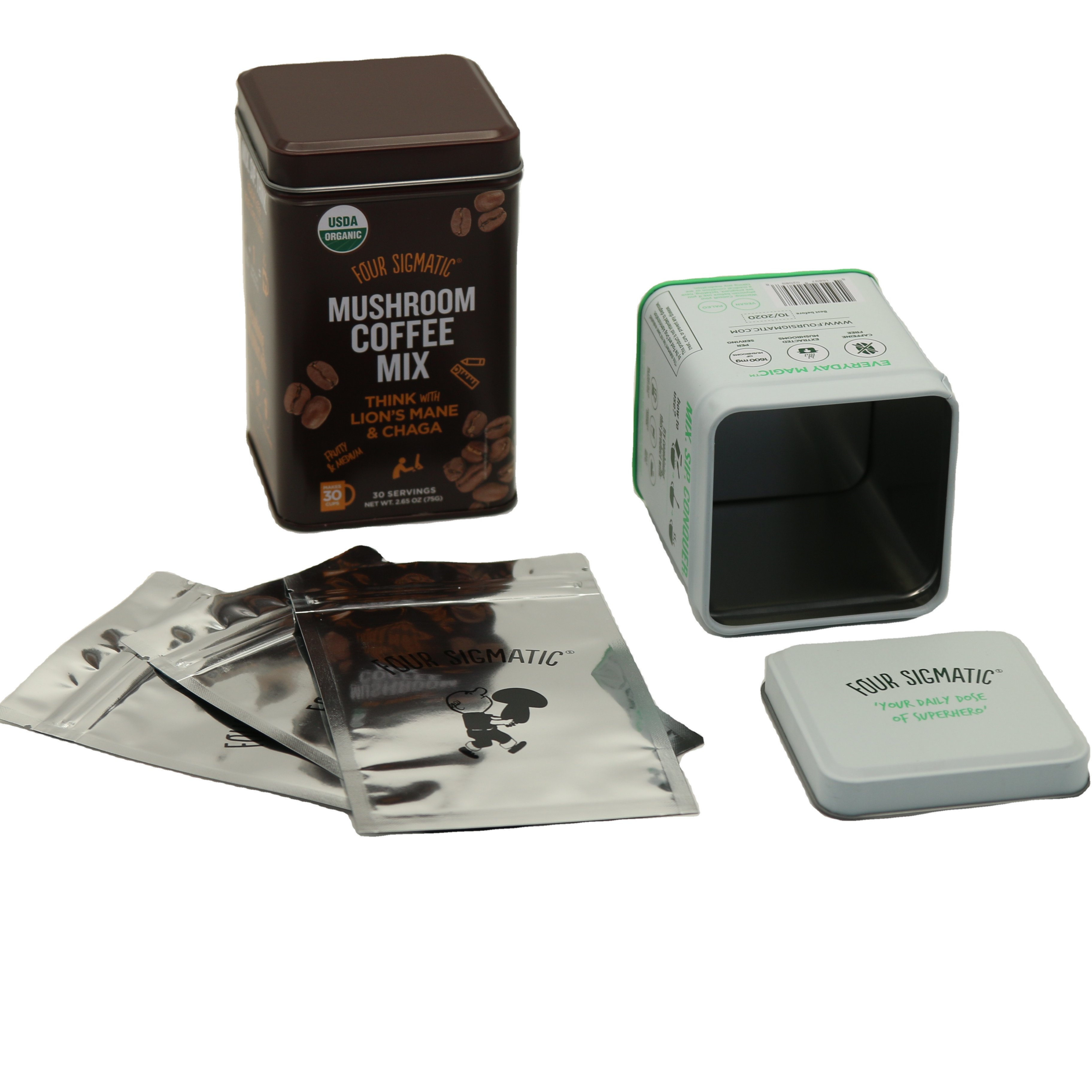 Custom Printed Square Coffee Bean Jar Tea Tin Can Packaging Food Storage Box