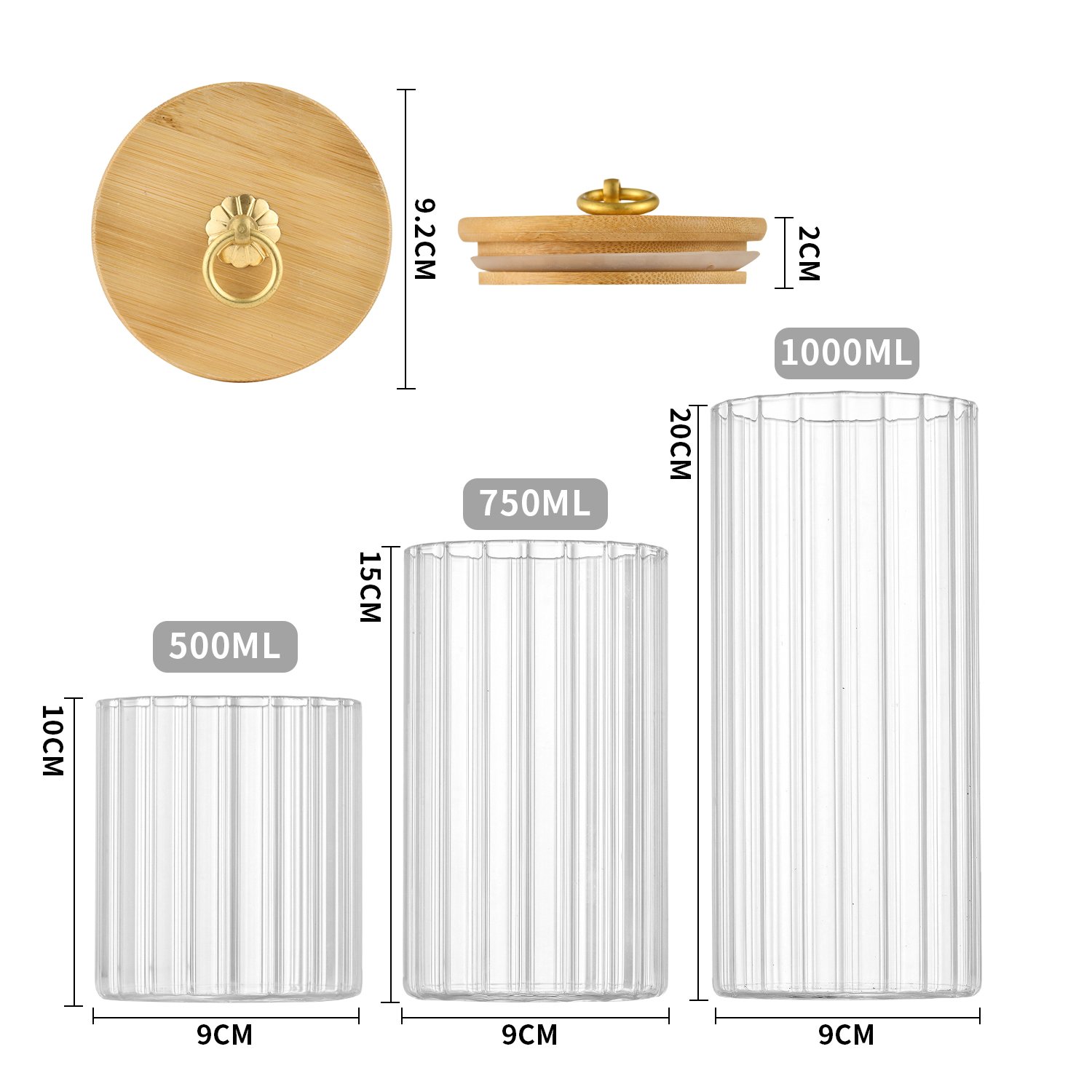 Quality Special 500ml 750ml 1000ml Round Hermetic Glass Food Storage Containers Storage Jars For Kitchen