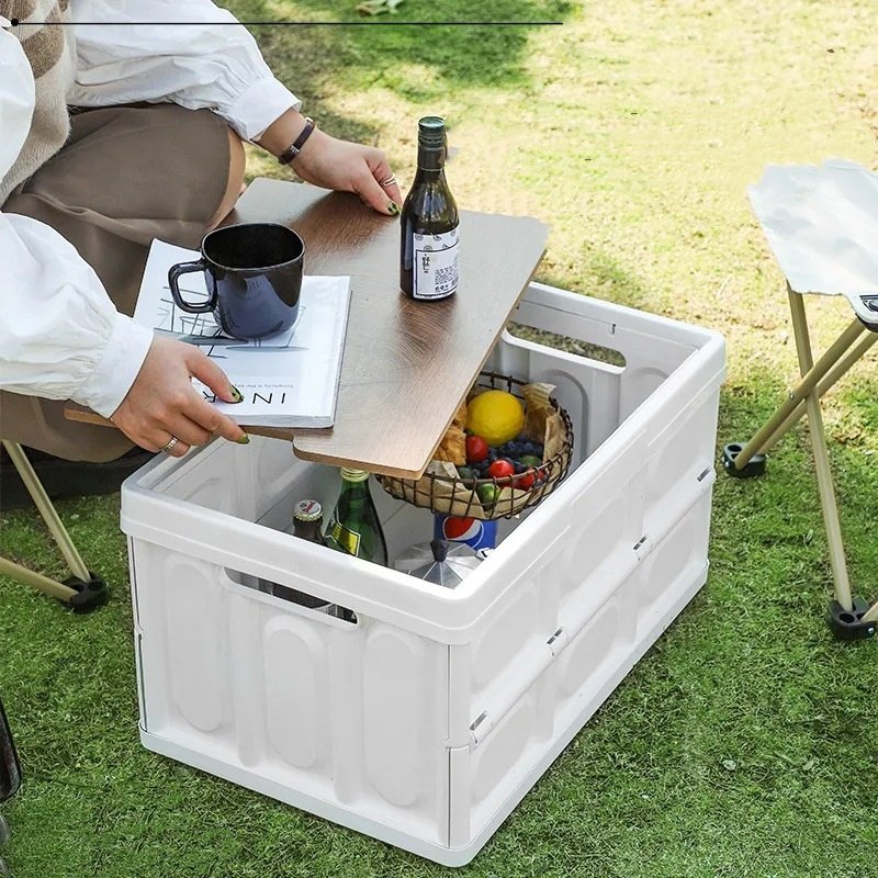 Simple camping box trunk sundries storage box camping picnic side door outdoor foldable storage box