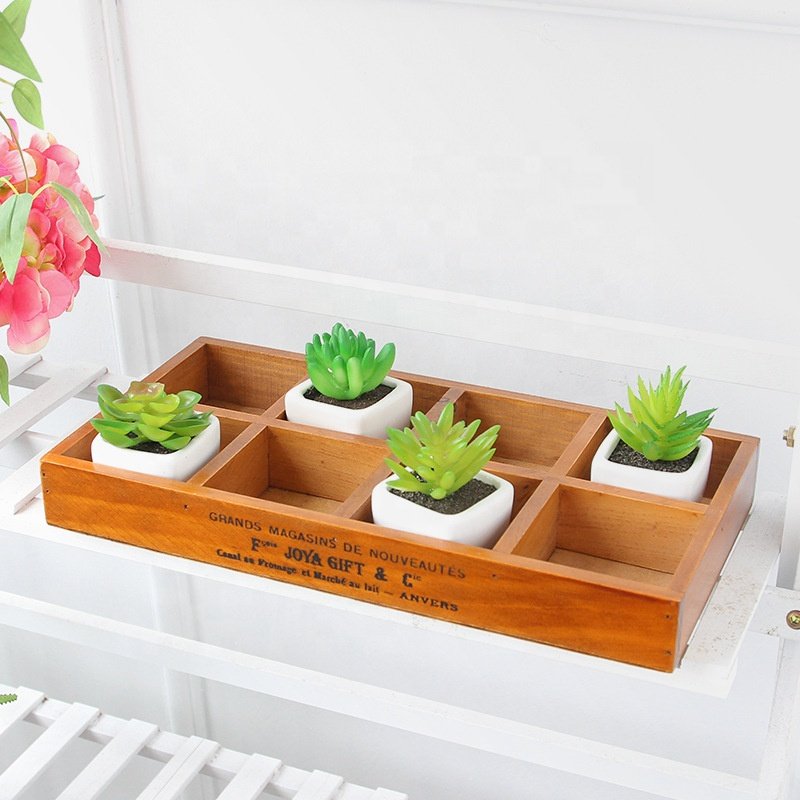 retro wooden desktop storage box small things storage box succulent wooden box
