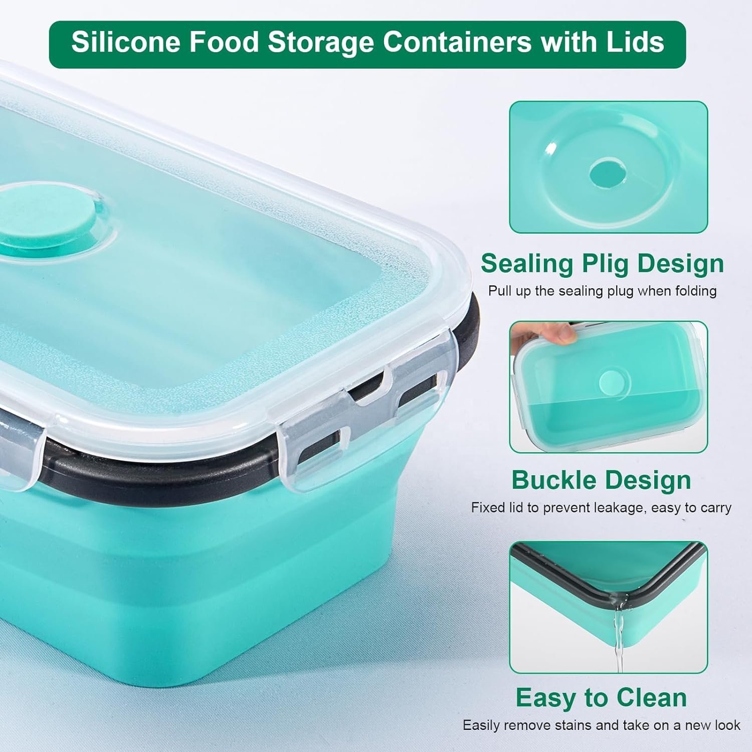 Microwavable Silicone Food Storage Containers Collapsible Lunch Box Reusable custom Lunch Box sets