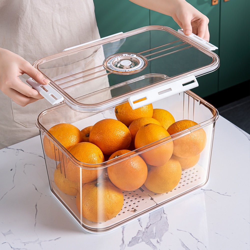 Custom Reusable Clear Food Airtight Big Fridge Storage Boxes Refrigerator Storage Containers For Refrigerator With Lid