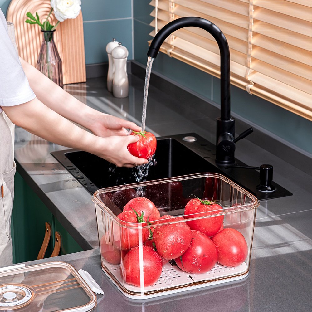 Custom Reusable Clear Food Airtight Big Fridge Storage Boxes Refrigerator Storage Containers For Refrigerator With Lid