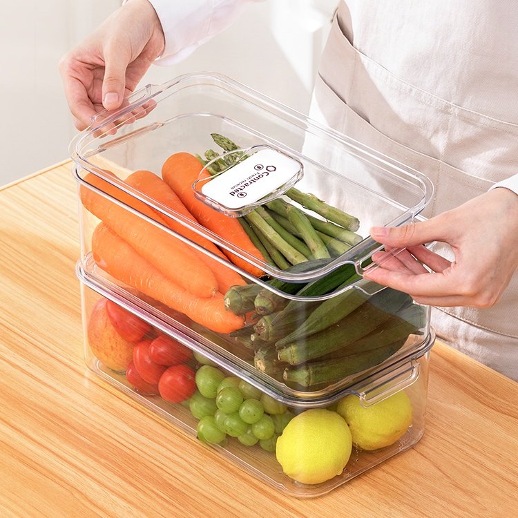 Free Clear Stackable Plastic Refrigerator Pantry Storage Organizer Bins Kitchen Organizer Fridge Storage Containers With Lid