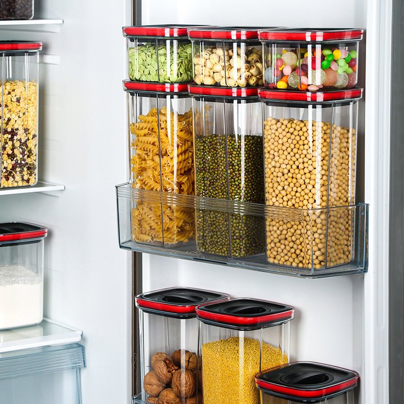Household Airtight Containers Storage Box with Lid Stackable Transparent Organizer Storage Jar for Cereal Dry Food
