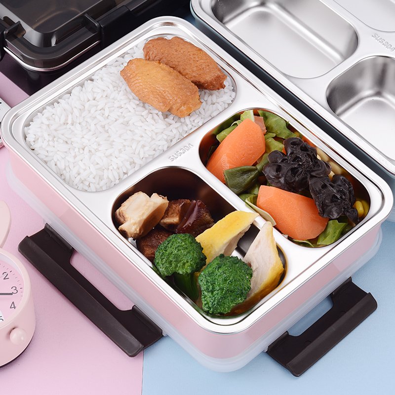 Food grade stainless steel eco friendly single-layer food container leakproof bento lunch box