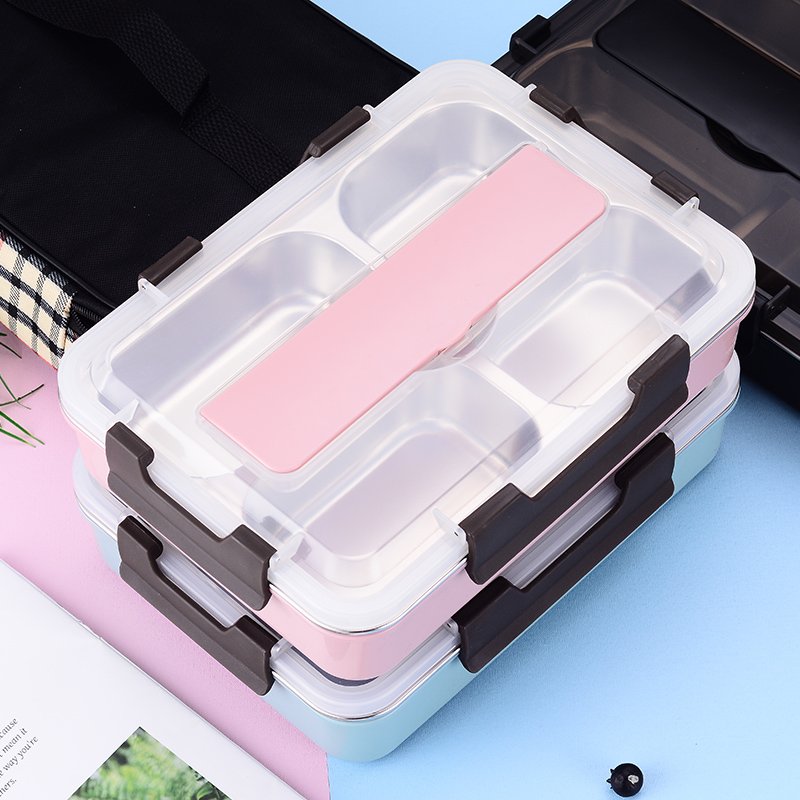 Food grade stainless steel eco friendly single-layer food container leakproof bento lunch box