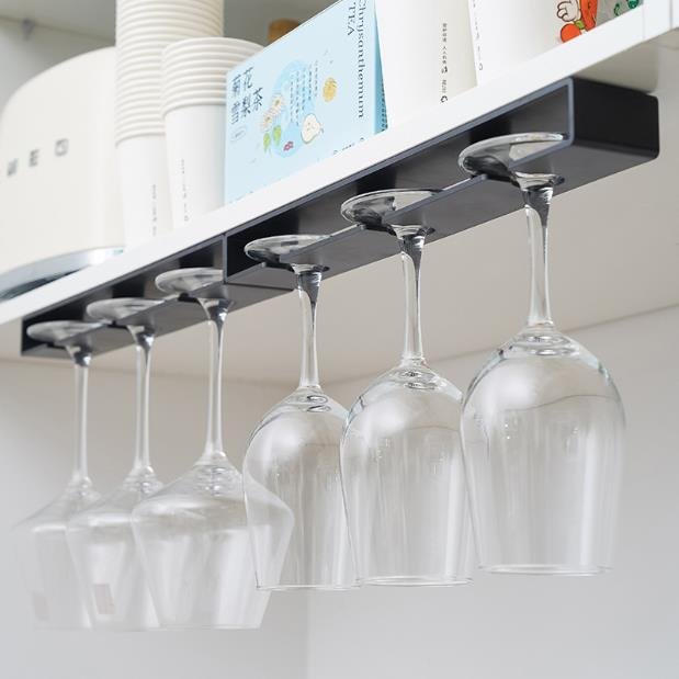 Kitchen Under Cabinet Free Punching Holder Wine Glass Rack Multi-function Classification Stemware Glass Cup Hanging Holder